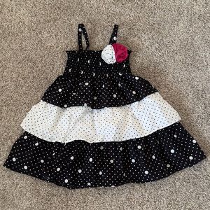 Penelope Mack toddler girl black white ruffle polka dot flower Dress 24 months